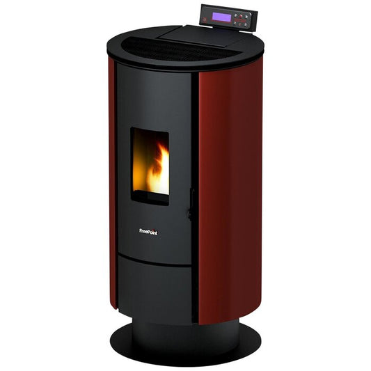 FREEPOINT Flute Pellet Stove 6.5kW Black Bordeaux Red