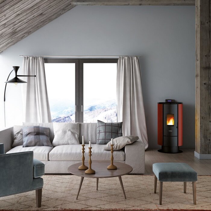 FREEPOINT Flute Pellet Stove 6.5kW Black Bordeaux Red