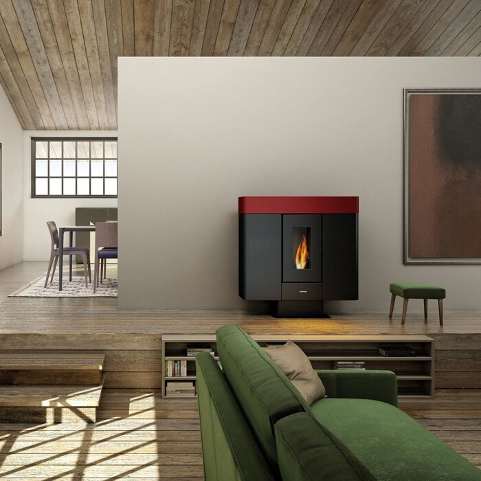 FREEPOINT Moon Pellet Stove 10kW Bordeaux Red