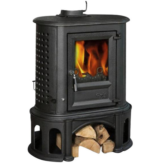 GLOBEFIRE Herculina Cast Iron Wood Stove 7kW Black