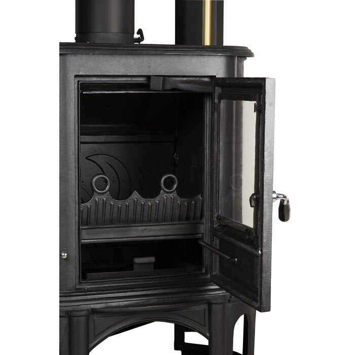 GLOBEFIRE Herculina Cast Iron Wood Stove 7kW Black