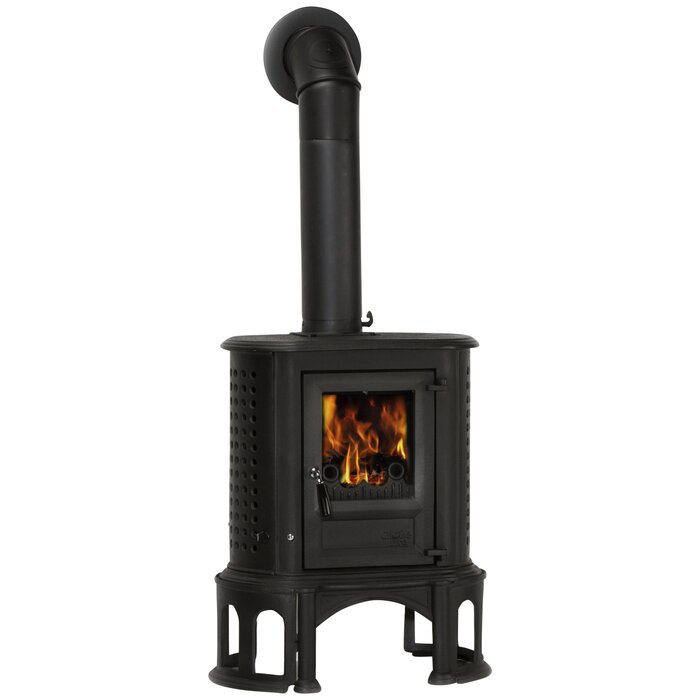 GLOBEFIRE Herculina Cast Iron Wood Stove 7kW Black