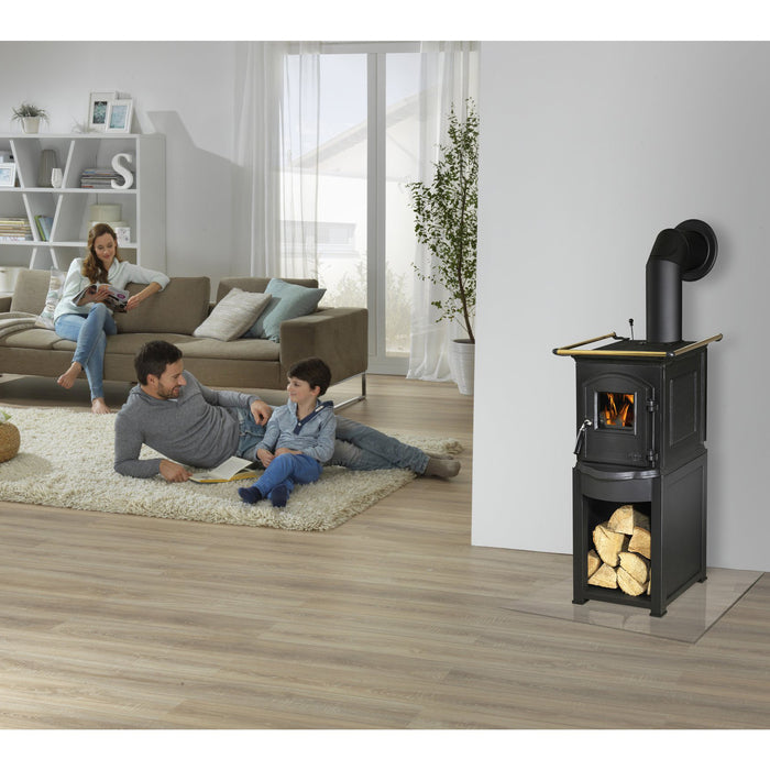 GLOBEFIRE Pluto Cast Iron Wood Stove 5kW Black