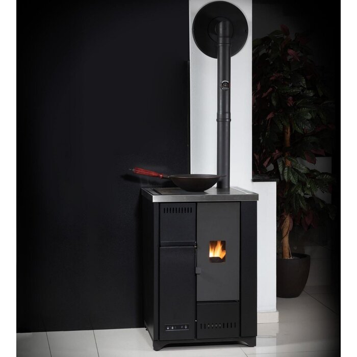 GLOBEFIRE Pasquale Pellet Cooker Stove 6.7kW Black