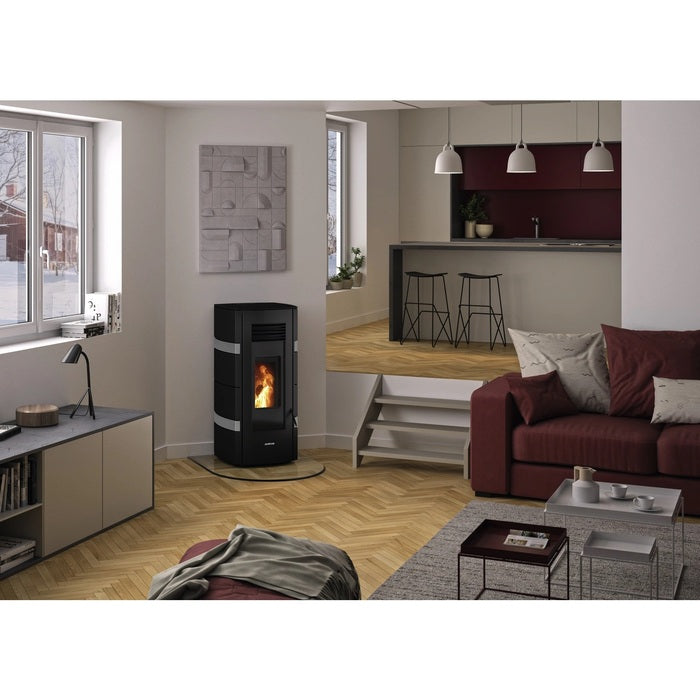 JUSTUS Sia Steel Pellet Stove 8kW Black Concrete Grey