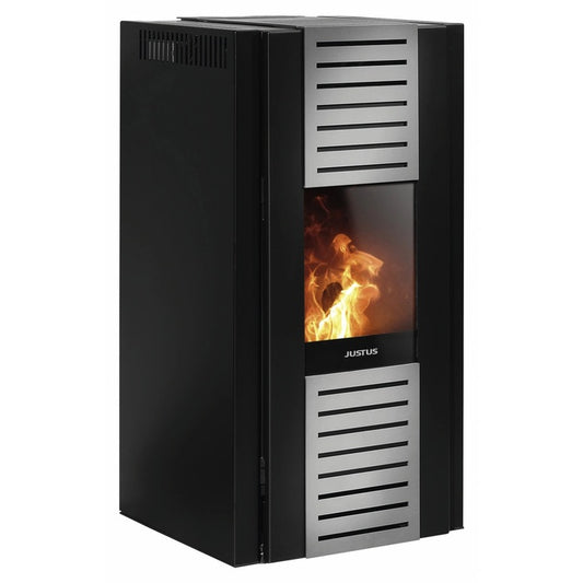 JUSTUS Sirkos Aqua Steel Pellet Stove 6kW Black
