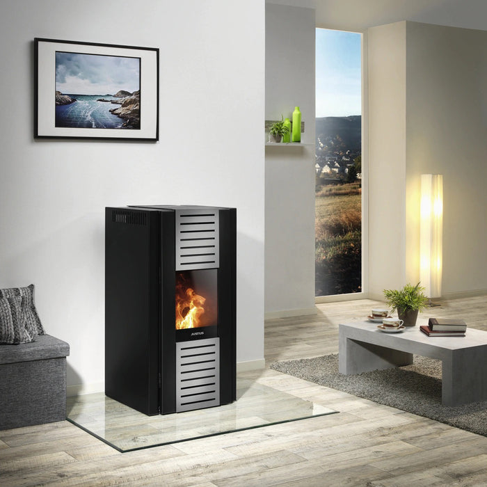 JUSTUS Sirkos Aqua Steel Pellet Stove 6kW Black