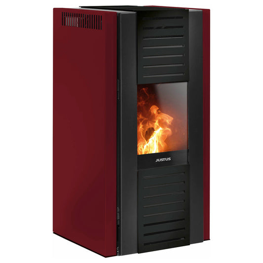 JUSTUS Sirkos Aqua Steel Pellet Stove 6kW Black Bordeaux