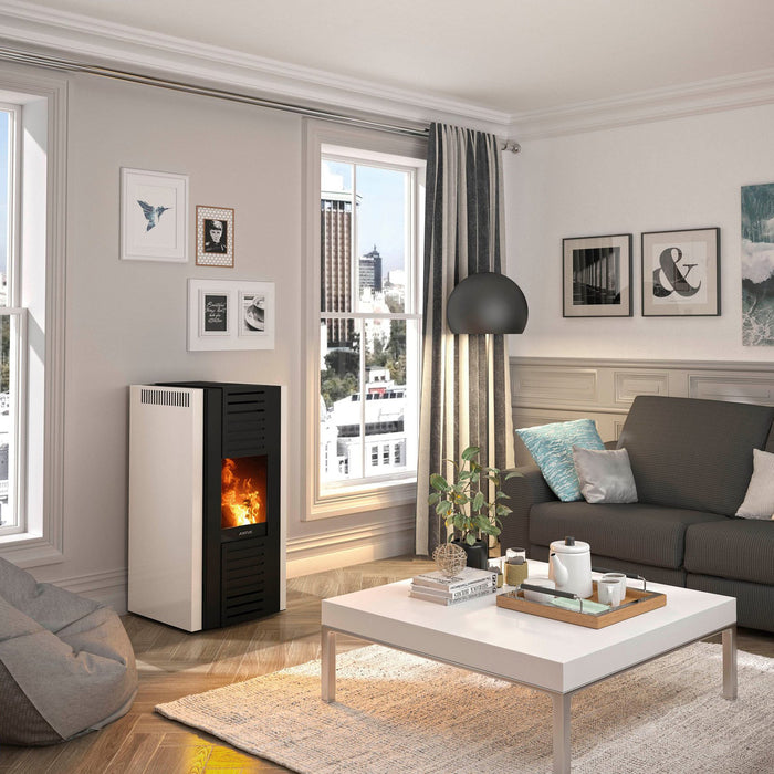 JUSTUS Sirkos Aqua Pellet Stove 6kW Black White