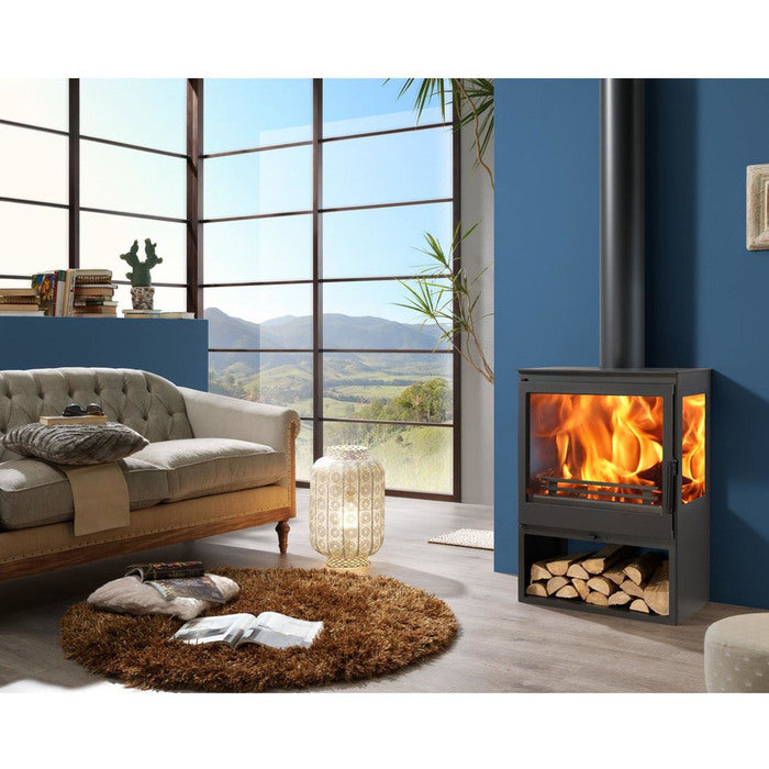 PANADERO Onix Trivision Steel Wood Stove 7.1kW Black